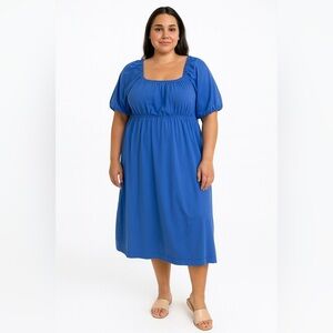 J.Crew Re-Imagined Dress Womens XXL‎ Blue Cotton Short Sleeve Stretch Coastal